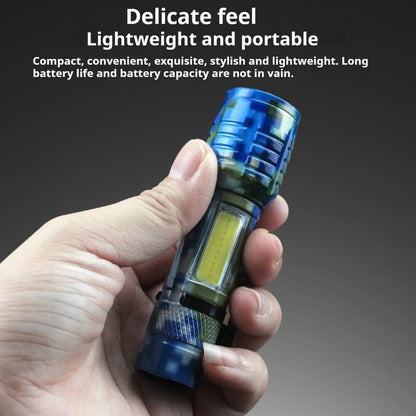 Small Metal Pocket Torch Light Rechargeable Military Portable Mini Flashlight with Battery USB Cable with Side Light Zoomable Mini LED Torch for Camping Fishing Cycling Emergency Light for Home Daily Use Powerful Handheld Super Bright,Hike Emergency