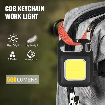 LED Flashlight Cob Keychain Work Light, Triple Light Flashlight with 3 Modes, EDC Purse Light, Rechargeable Flashlights for Home, Camping, Walking