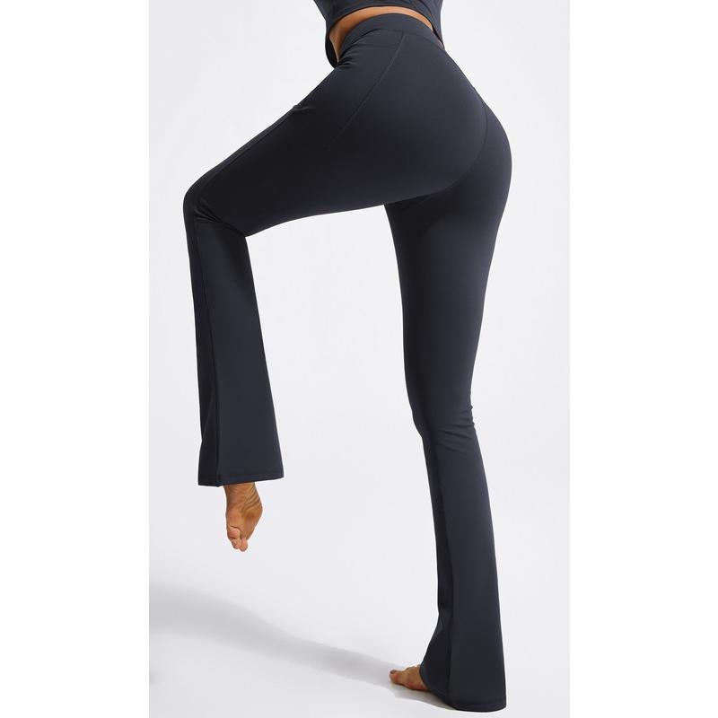 AFITNE Women'S Fleece Lined Yoga Pants Mini Flare Leggings with Pockets Thermal Warm Pants for Cold Weather
