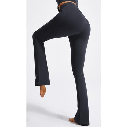 AFITNE Women'S Fleece Lined Yoga Pants Mini Flare Leggings with Pockets Thermal Warm Pants for Cold Weather