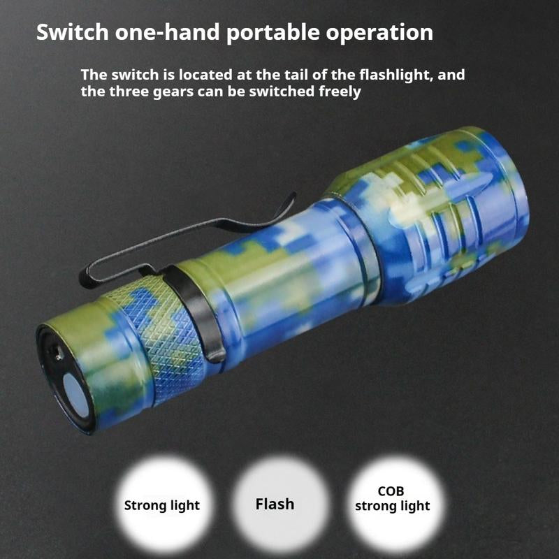 Small Metal Pocket Torch Light Rechargeable Military Portable Mini Flashlight with Battery USB Cable with Side Light Zoomable Mini LED Torch for Camping Fishing Cycling Emergency Light for Home Daily Use Powerful Handheld Super Bright,Hike Emergency