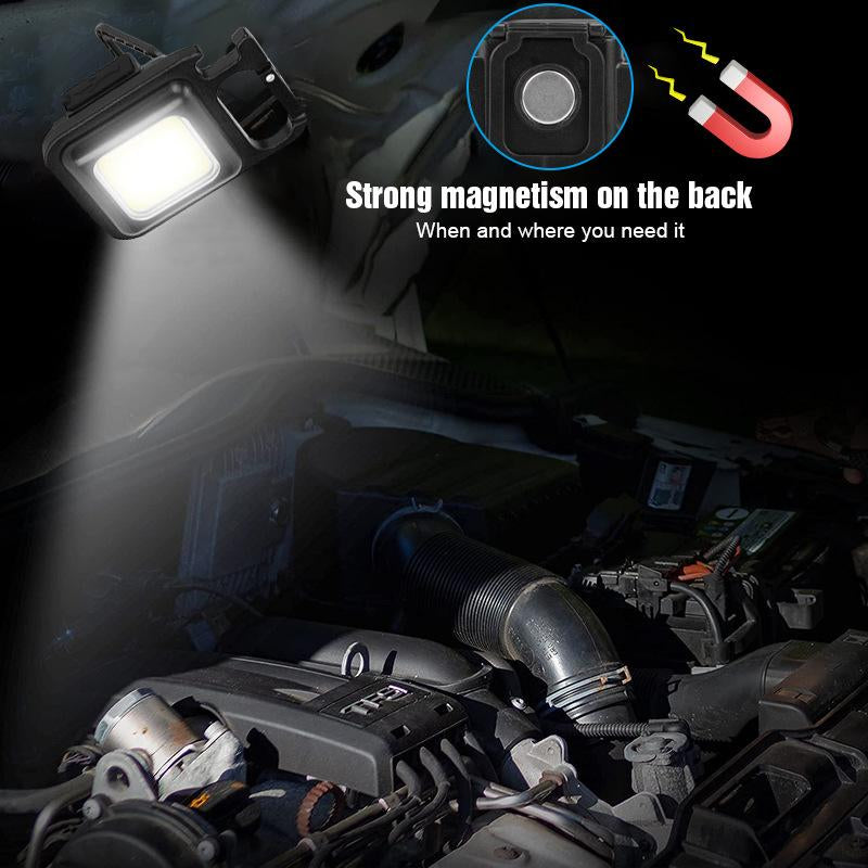 LED Flashlight Cob Keychain Work Light, Triple Light Flashlight with 3 Modes, EDC Purse Light, Rechargeable Flashlights for Home, Camping, Walking
