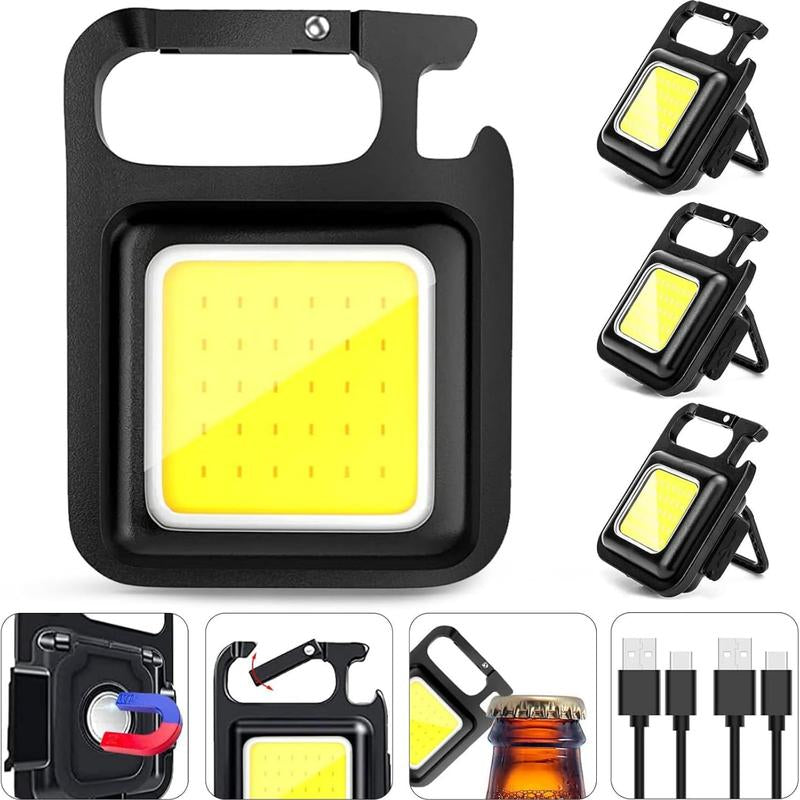 LED Flashlight Cob Keychain Work Light, Triple Light Flashlight with 3 Modes, EDC Purse Light, Rechargeable Flashlights for Home, Camping, Walking