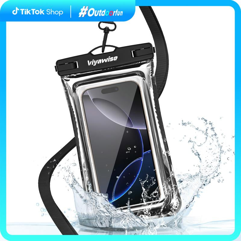 Viyawise Outdoorfun Waterproof Phone Pouch - IPX8 Certified & Floatable Design | 5 Holographic Colors | Fits Most Smartphones | Beach Cruise Swim Essentials with Adjustable Lanyard