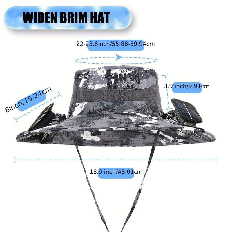 Solar Powered Outdoor Fishing Hat with Double Fans-Breathable Textile Material,Usb Charging,Sunscreen,Woven Fabric-Ldeal for Summer Hiking and Camping