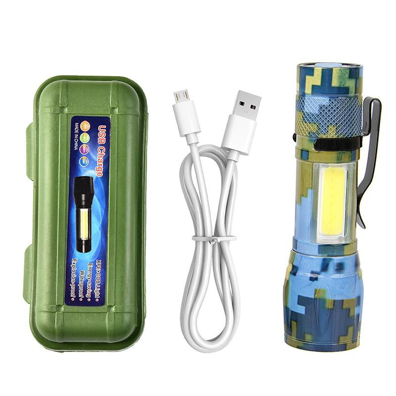 Small Metal Pocket Torch Light Rechargeable Military Portable Mini Flashlight with Battery USB Cable with Side Light Zoomable Mini LED Torch for Camping Fishing Cycling Emergency Light for Home Daily Use Powerful Handheld Super Bright,Hike Emergency