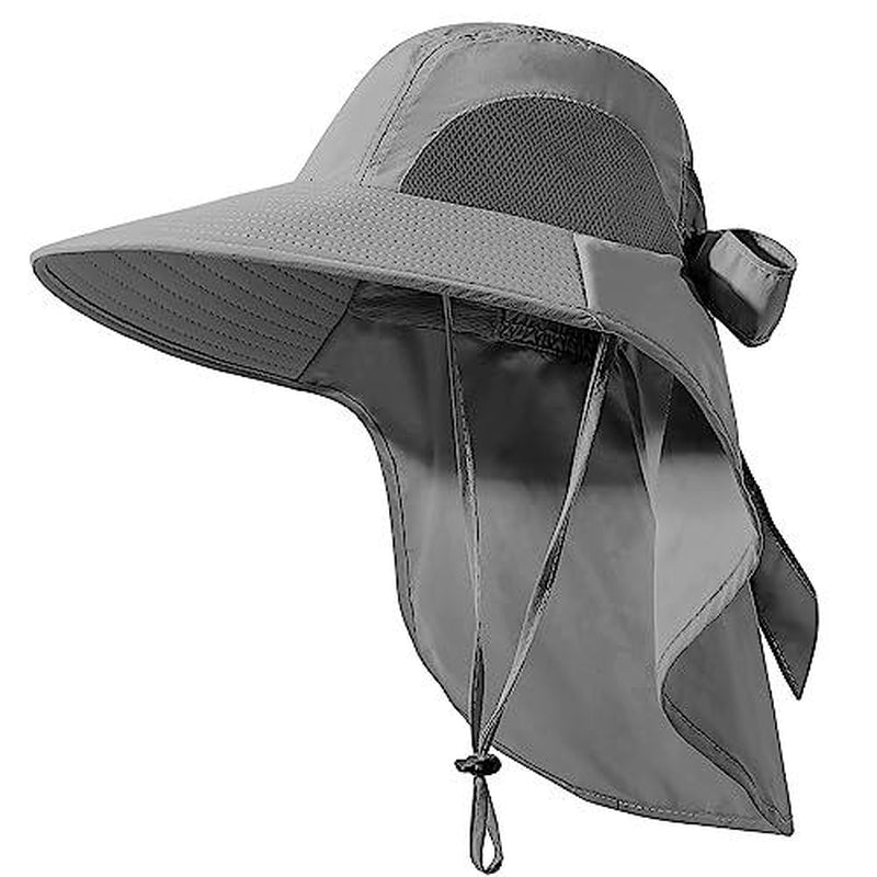 Womens Sun Hat Uv Protection Foldable Waterproof Wide Brim Bucket Hats with Neck Flap for Summer Beach Fishing Hiking