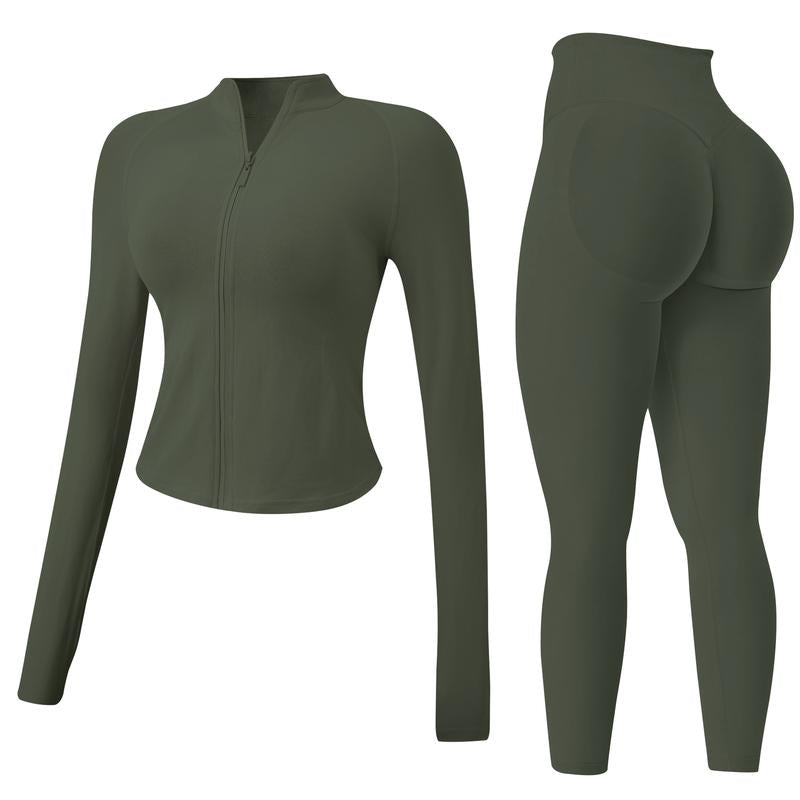 Jetjoy 2 Piece Workout Sets for Women, Long or Short Sleeve T Shirt Tank Top + Workout Shorts Butt Lifting Gym Seamless Booty Biker Shorts, Going Out Gym Sets Fitness Clothes Skinny Sportswear Compression Activewear Gymwear Fitness Clothes